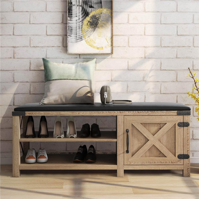 Bench with best sale shoe rack under